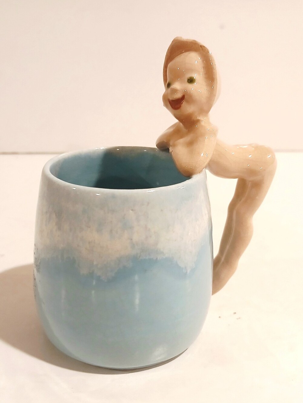 Vintage Blue and Pink Ceramic Pixie Cup